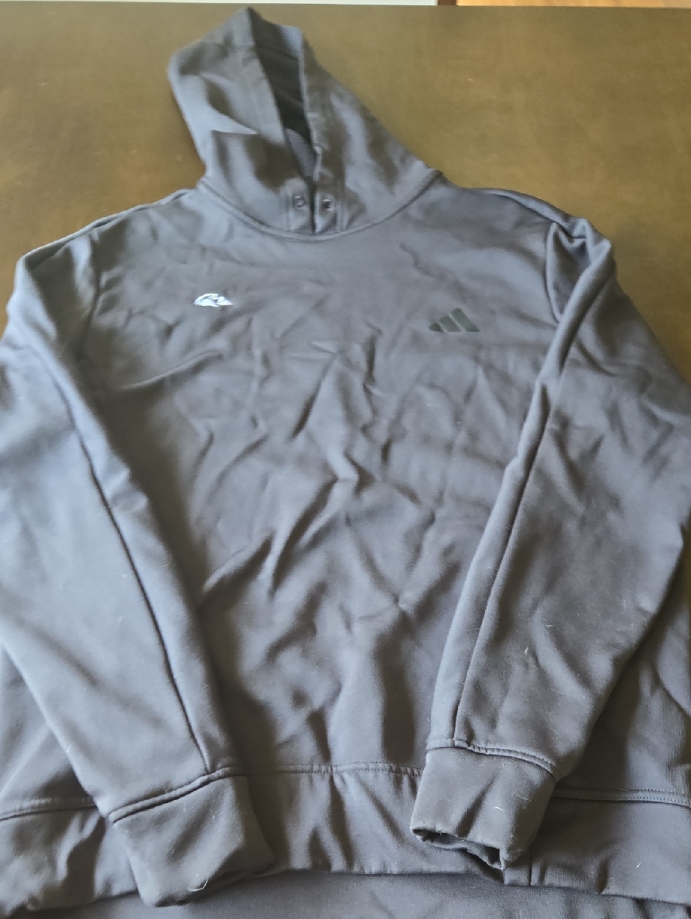 adidas Black Pullover Hoodie with Subtle Chest Logos